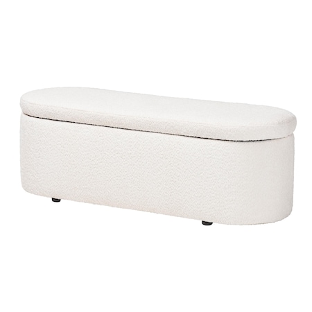 Baxton Studio Lavina Modern White Teddy-Bear Fabric Storage Bench 244-13652-ZORO
